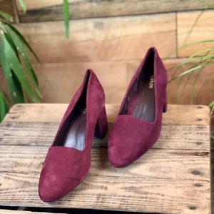 Nurture Maroon Suede Heels
